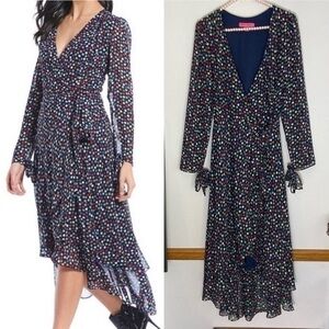 Betsey Johnson colorful polka dot wrap dress size 6